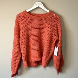 NAADAM Cashmere Wool Open Stitch Crewneck Sweater Coral Designer Sz S NEW